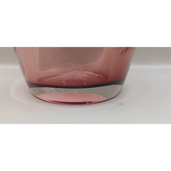 Amethyst Glass with Applied Clear Lip and Handle Hand Blown 10.5" Jug Vase - Picture 11 of 16